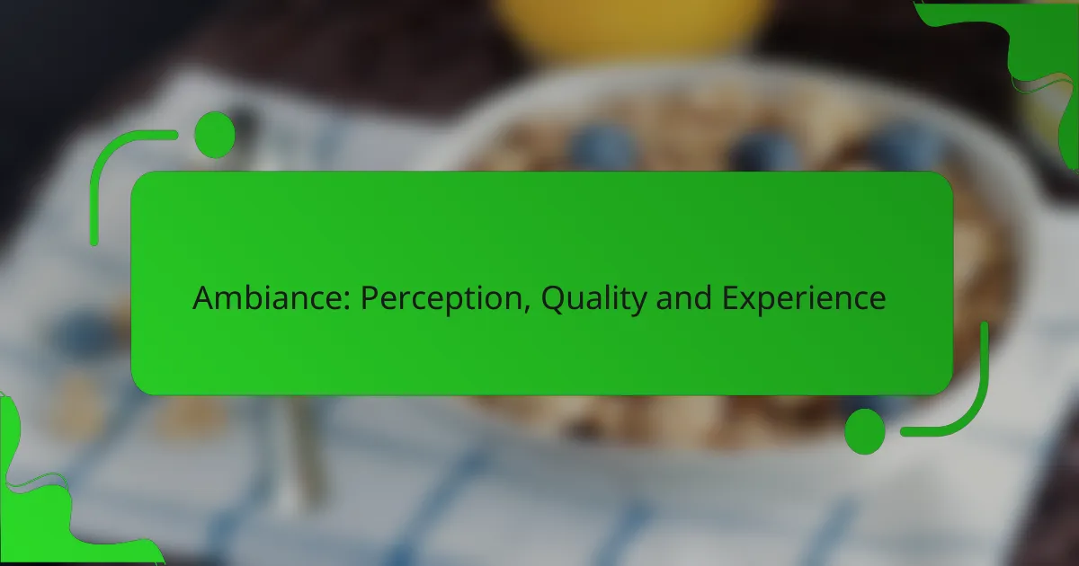 Ambiance: Perception, Quality and Experience