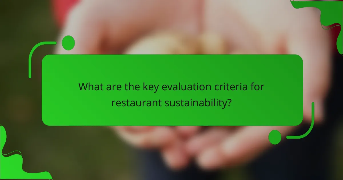 What are the key evaluation criteria for restaurant sustainability?